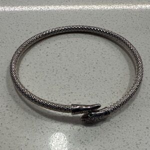 Silver-Tone Snake Head Mesh Bangle Bracelet